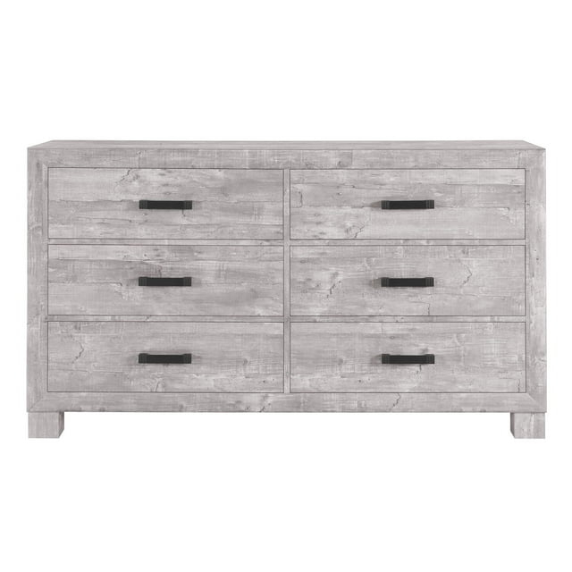 Global Furniture USA Nolan Light Gray Solid Wood 6-Drawer Dresser