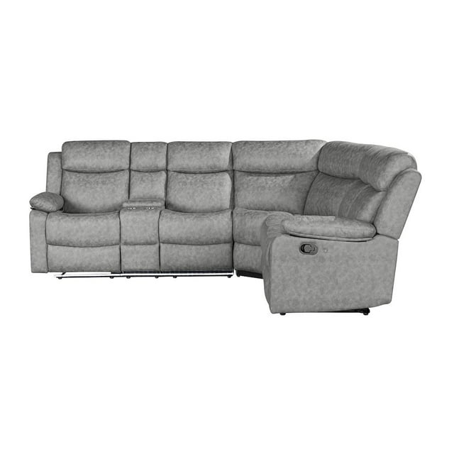 Global Furniture USA U6026 Light Gray Upholstered Fabric Sectional with LED