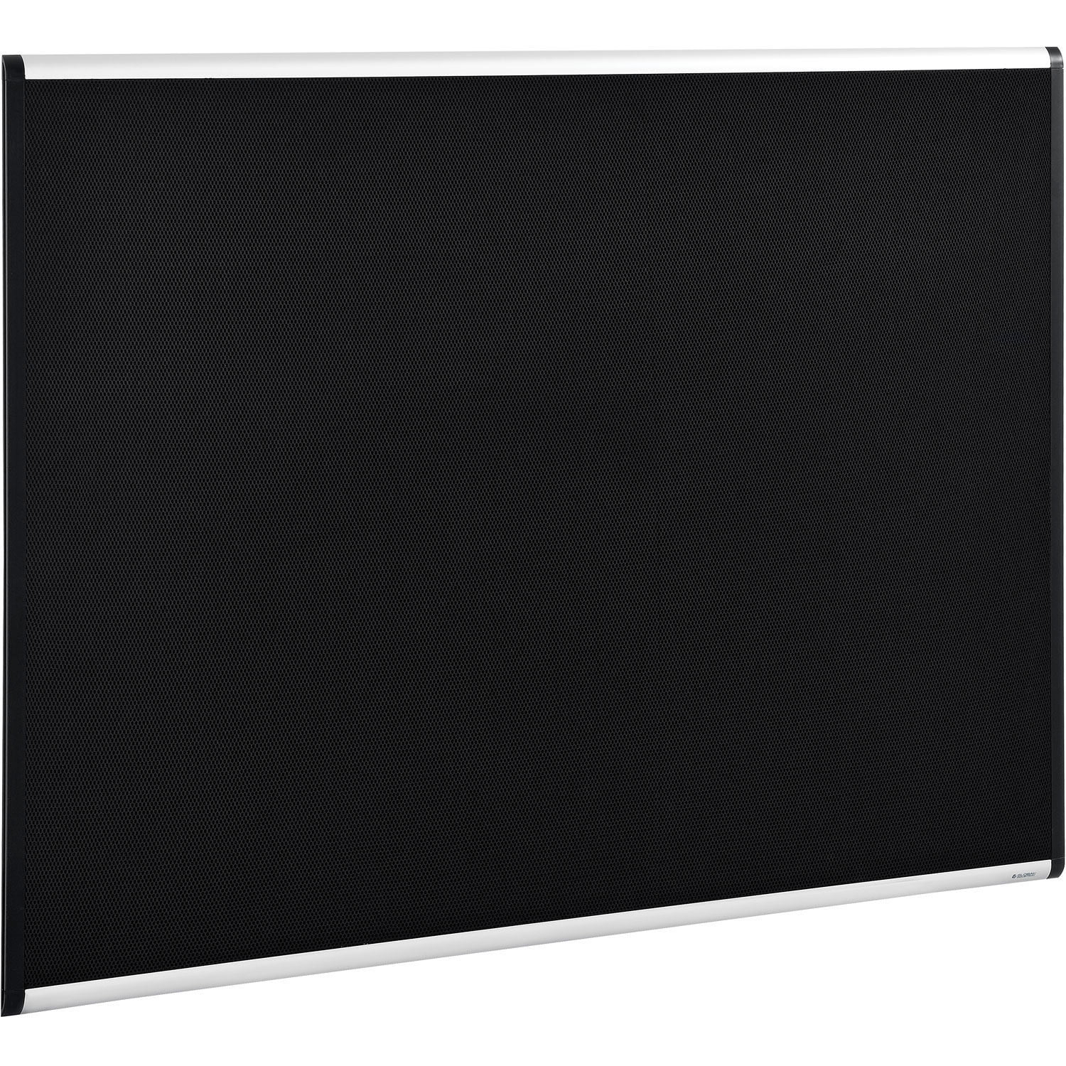 Black Fabric Mesh Bulletin Board with Aluminum Frame, 36"W x 24"H