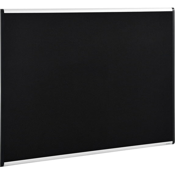 Black Fabric Mesh Bulletin Board with Aluminum Frame, 36"W x 24"H