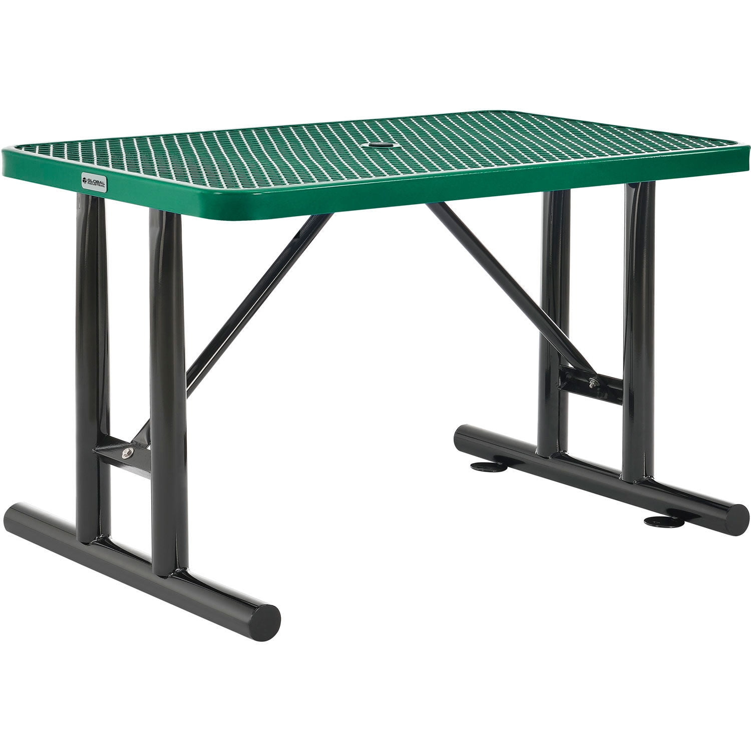 Global Industrial 4' Rectangular Steel Outdoor Table, Expanded Metal, Green