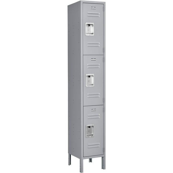 3-Tier 3 Door Locker, 12"Wx15"Dx24"H, Gray, Unassembled