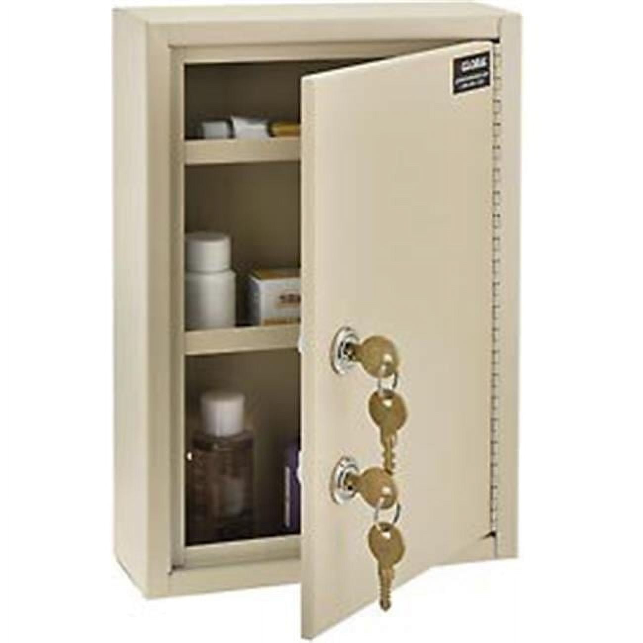 Global Industries  Medical Security Cabinet with Double Key Locks - Beige - 8 x 2.63 x 12.13 in.