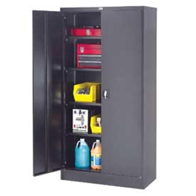 Unassembled Steel Storage Cabinet Recessed Handle, 36"W x 18"D x 72"H, Black