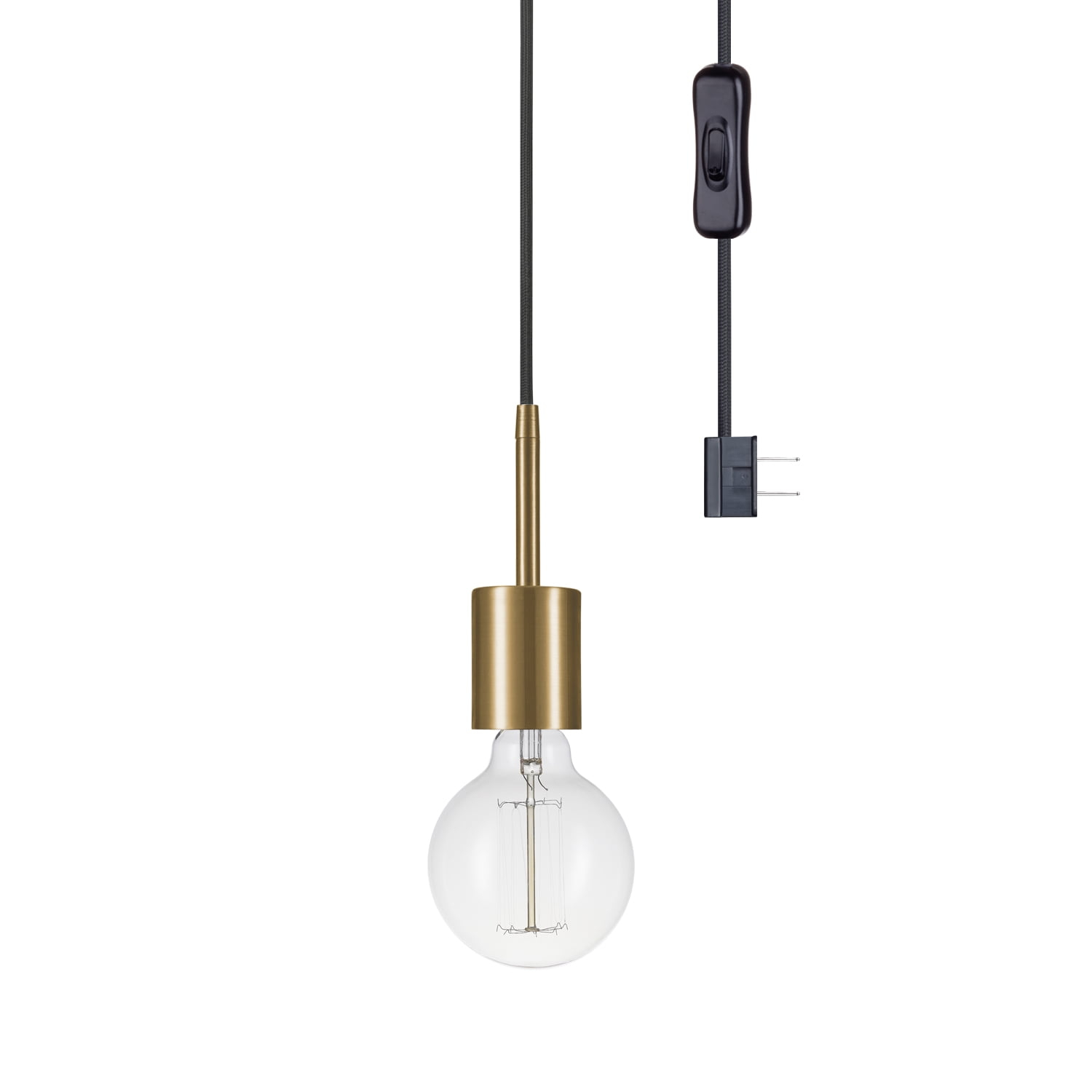 Globe Electric Leila 1-Light Brass Plug-In Pendant, 65980