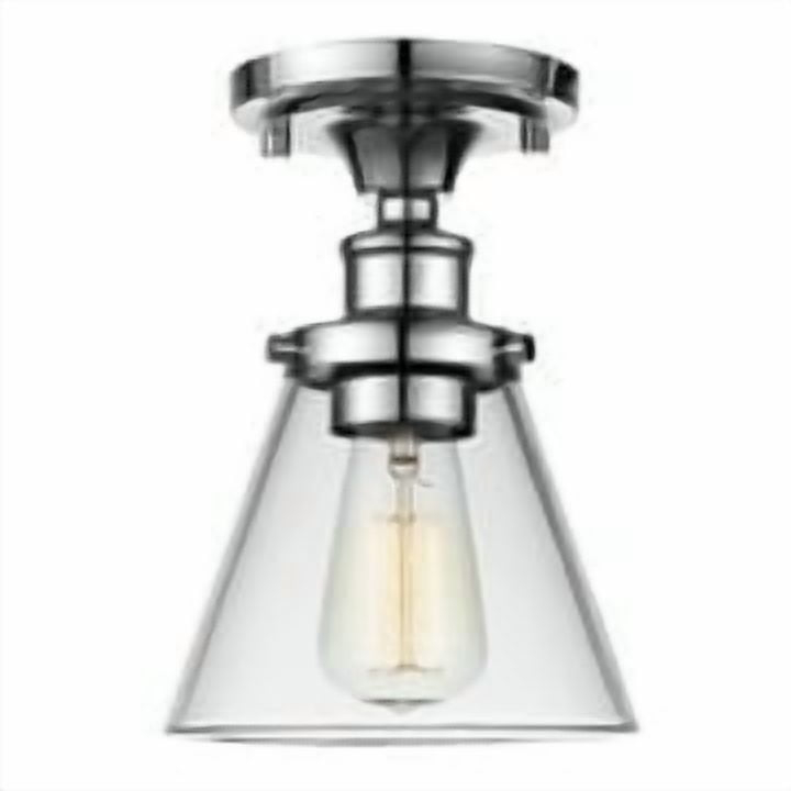 Globe Electric Mercer 1-Light Chrome Flush Mount Ceiling Light 65726