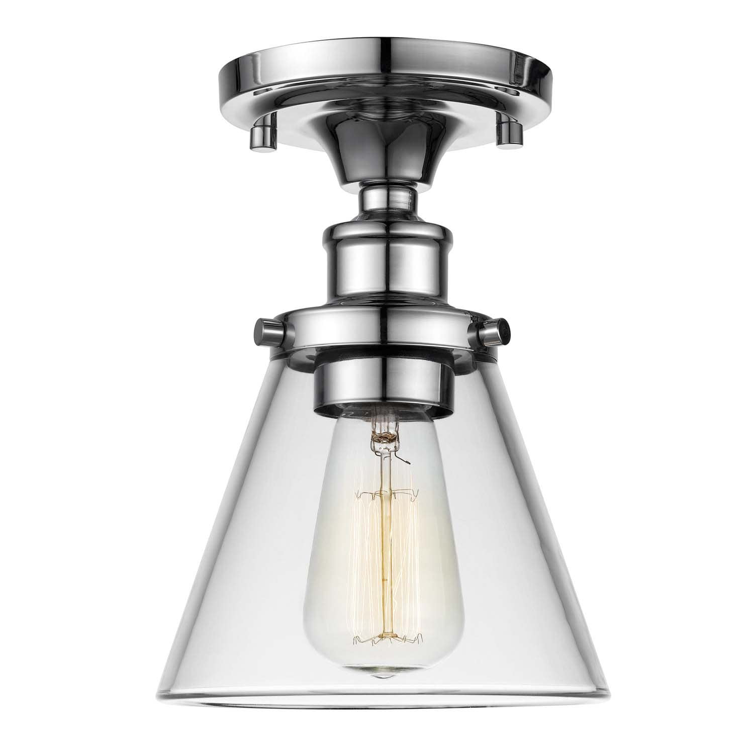 Globe Electric Mercer 1-Light Chrome Flush Mount Ceiling Light 65726
