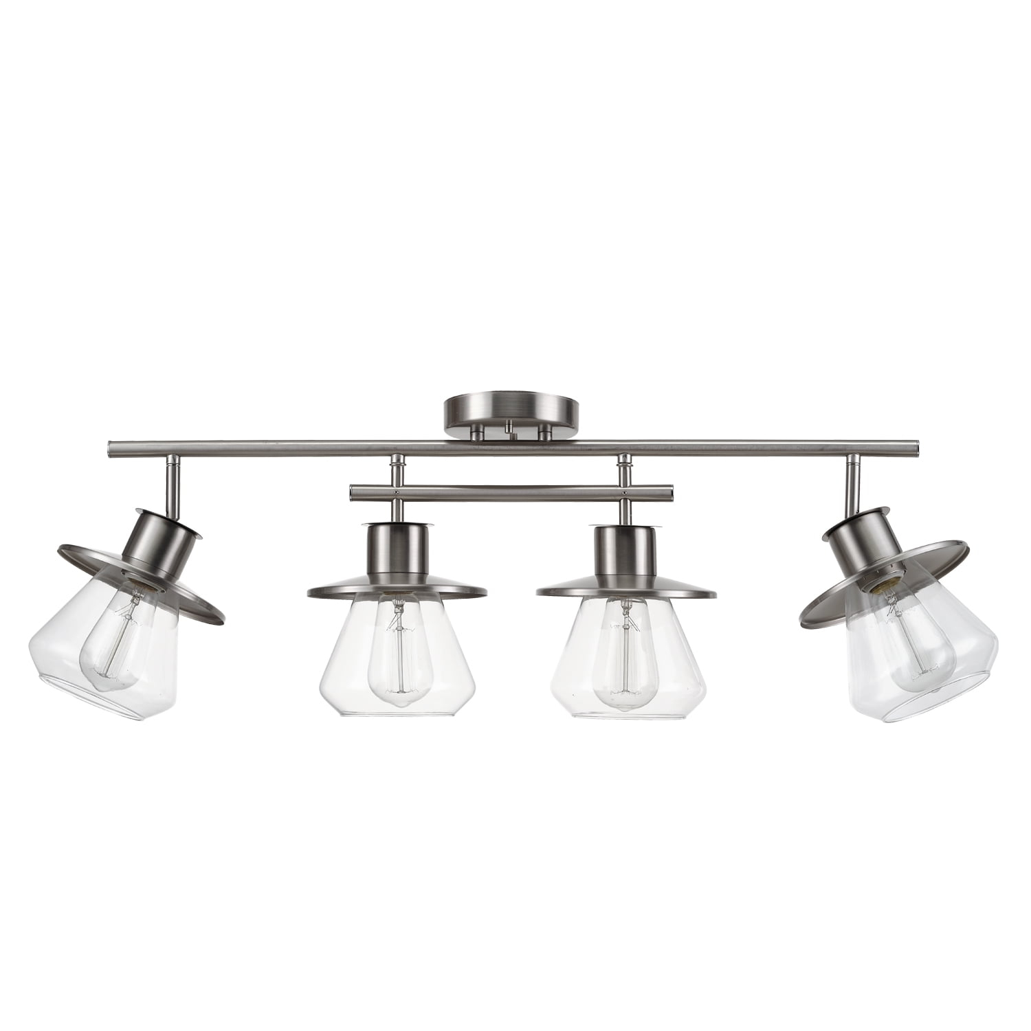 Globe Electric Nate 4-Light Brushed Nickel Track Lighting Kit with Clear Glass Shades, 57504