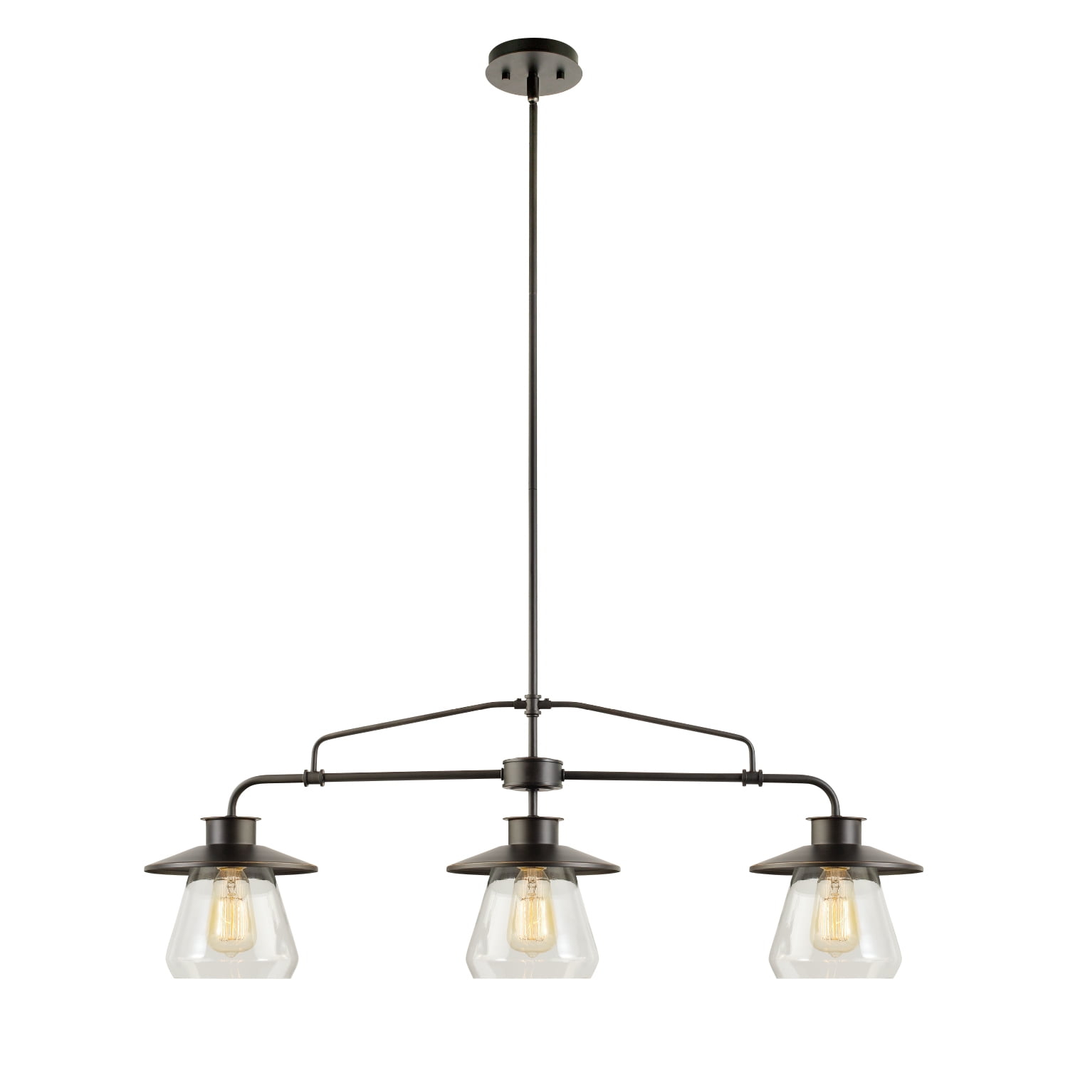 Globe Electric Oil Rubbed Bronze Vintage Pendant, 3-Lights, with Clear Glass Shades, 64845
