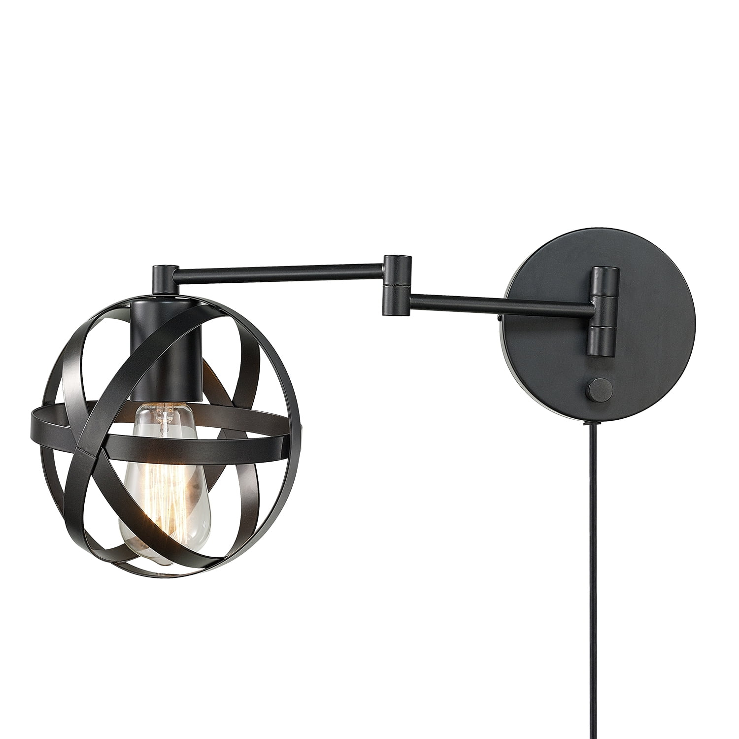 Globe Electric Tatum 1-Light Dark Bronze Plug-In or Hardwire Swing Arm Wall Sconce, 51544
