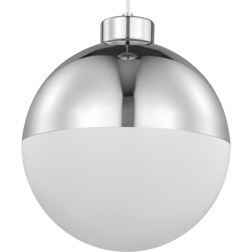 Progress Lighting, Globe Collection, 1-Light Pendant, Polished Chrome, Opal Glass Shade