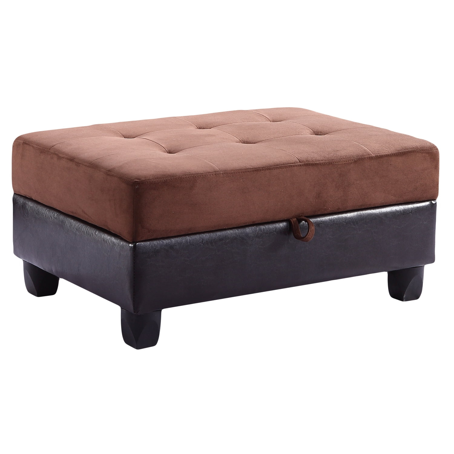 Glory Furniture Gallant Microsuede Ottoman in Chocolate