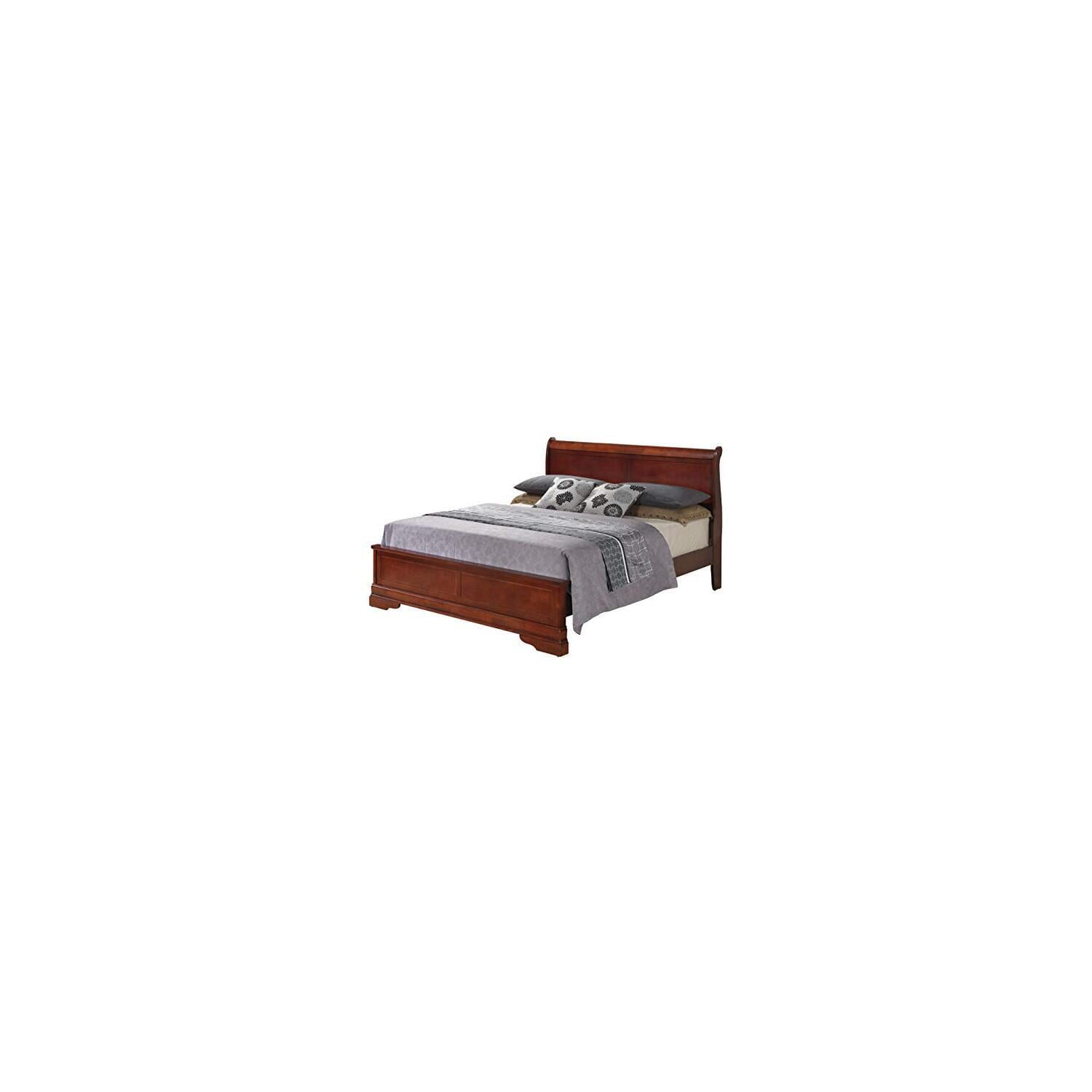 Glory Furniture Louis Phillipe King Panel Bed in Cherry