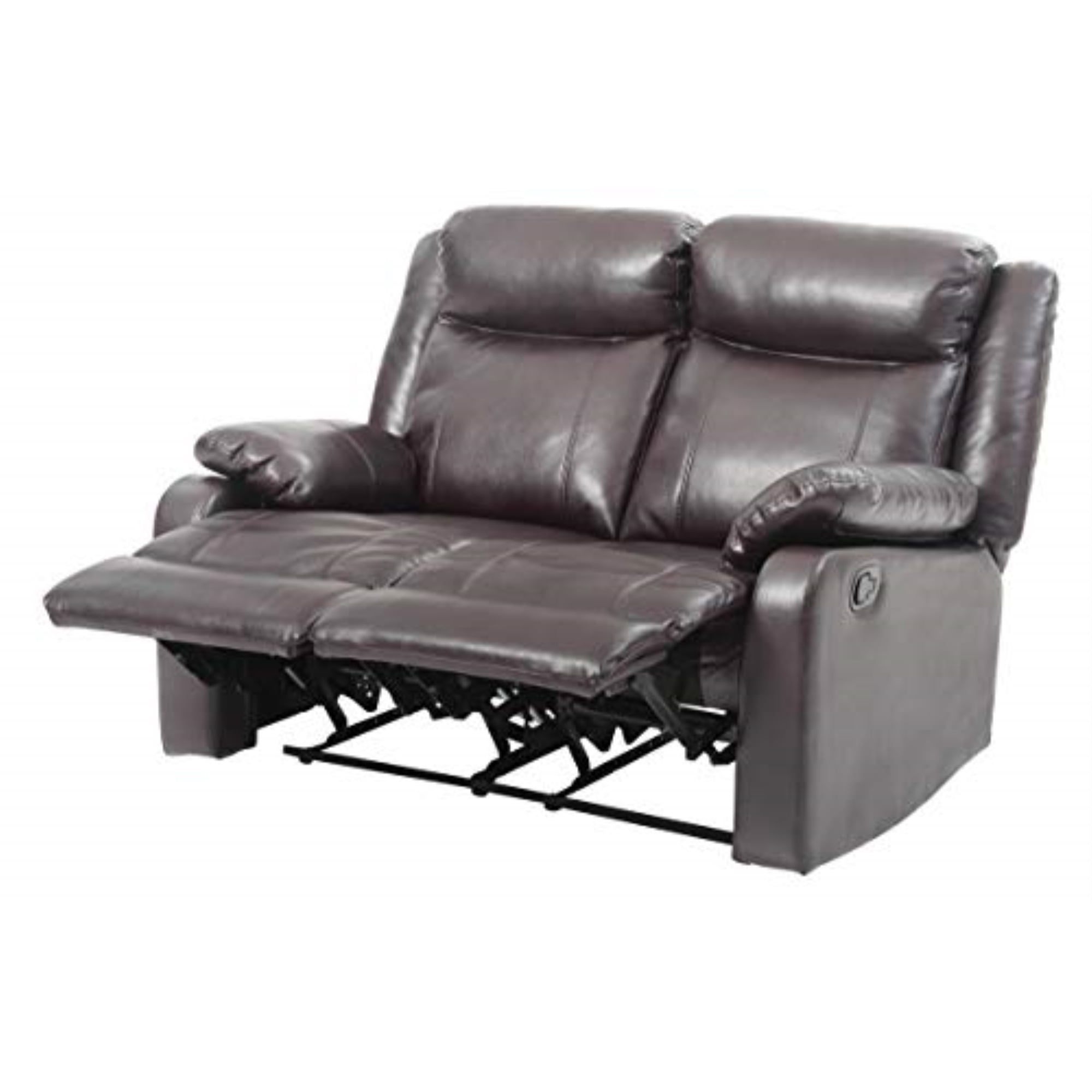 Glory Furniture Ward Faux Leather Double Reclining Loveseat in Dark Brown
