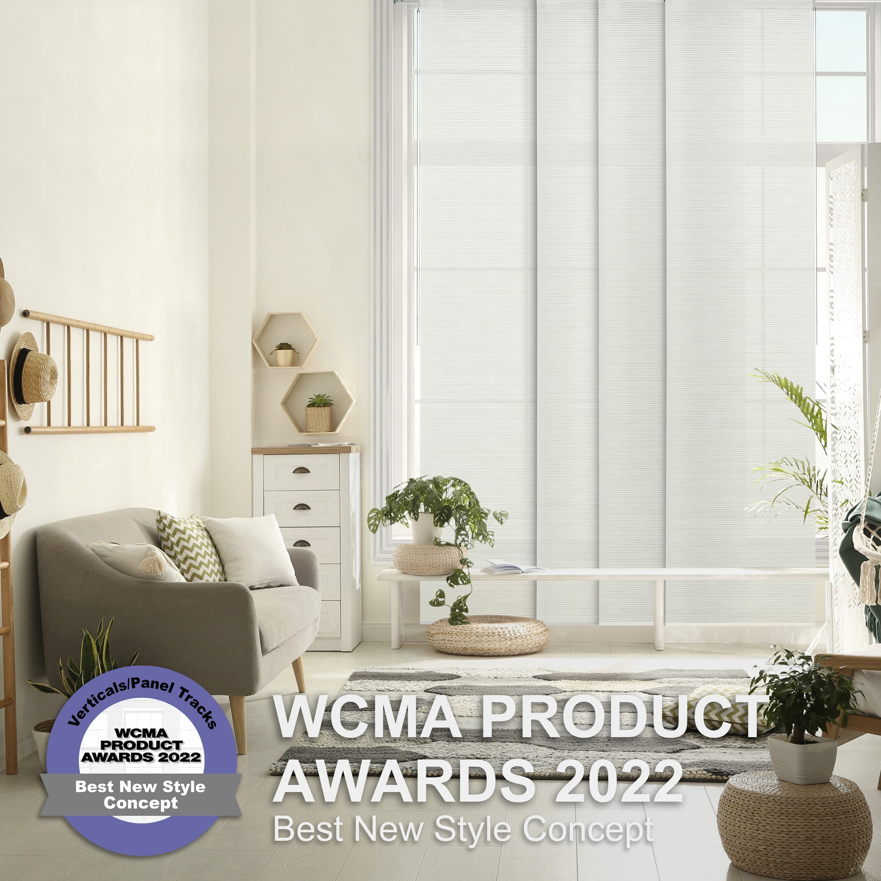 GoDear Design Adjustable Sliding Panel Track Blind 45.8"- 86" W x 96" H, Vertical Blinds, Semi-sheer, Leisure