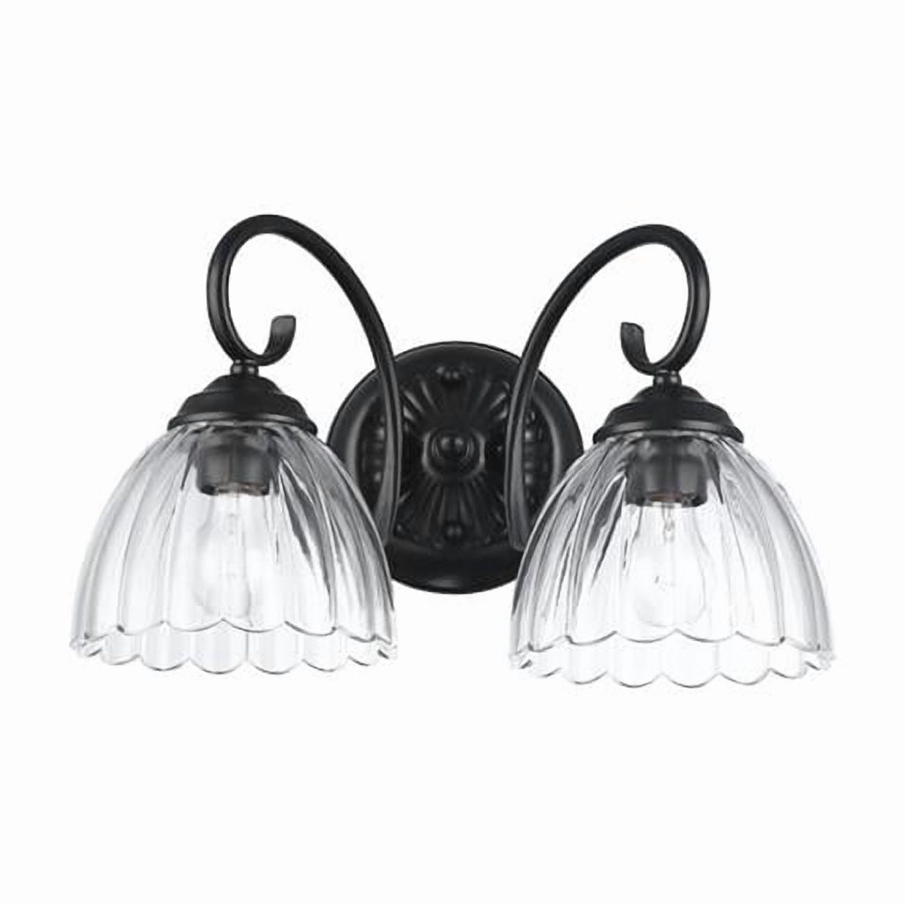 Golden Lighting 6952-BA2 BLK-CLR Audra 2-Light Vanity Light in Matte Black with Clear Glass
