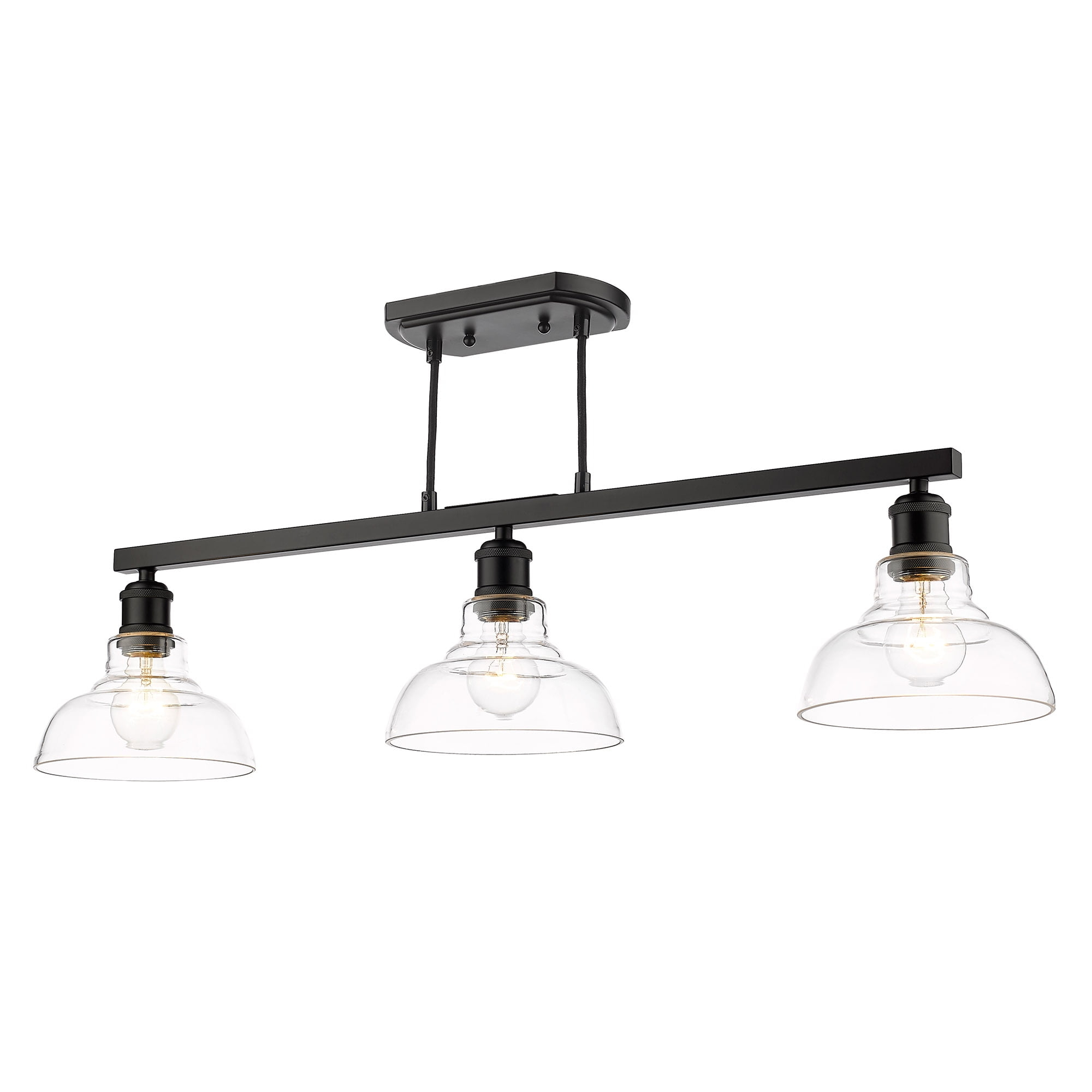 Golden Lighting Carver 3-Light Semi-flush in Matte Black with Clear Glass