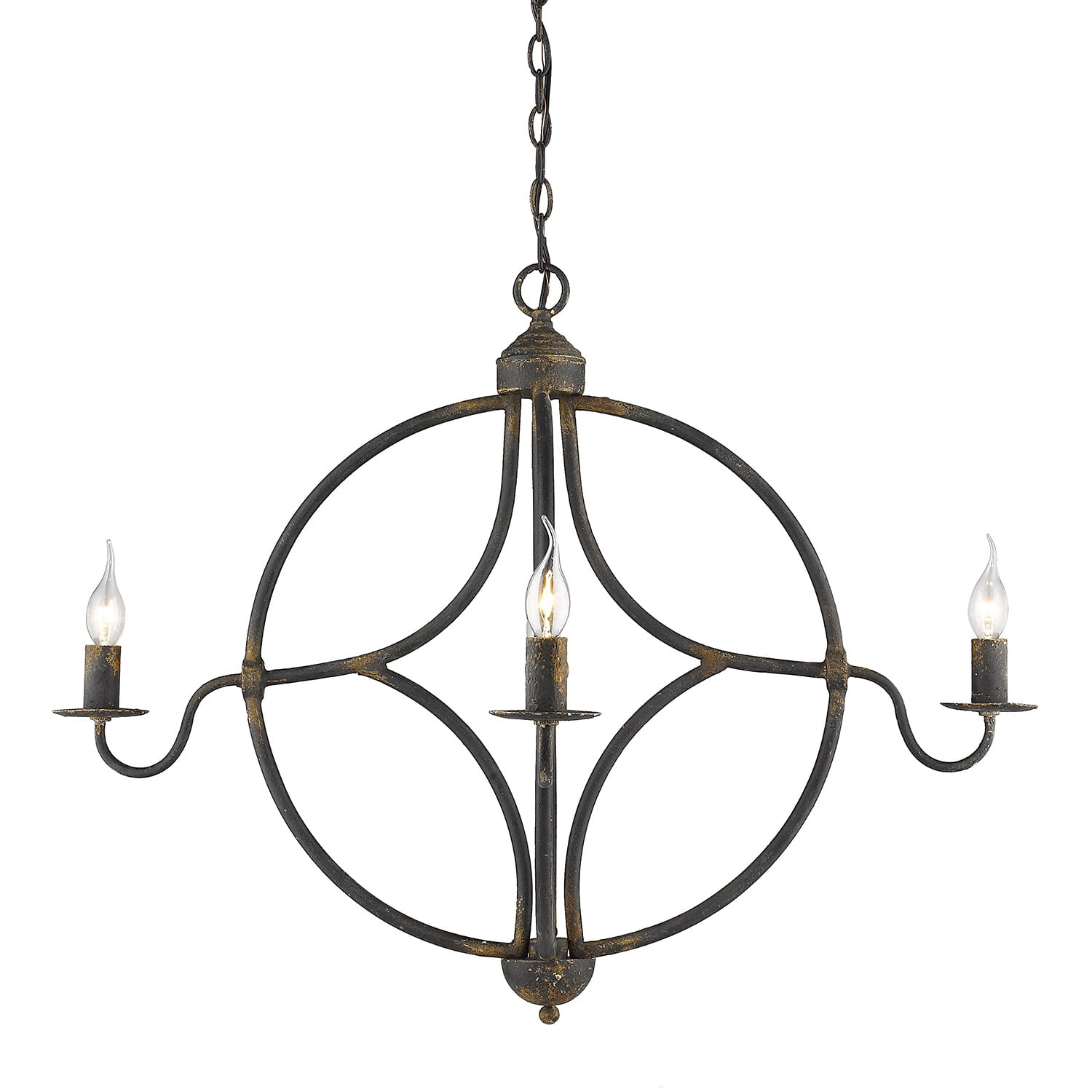 Golden Lighting Caspian 4-Light Chandelier in Antique Black Iron