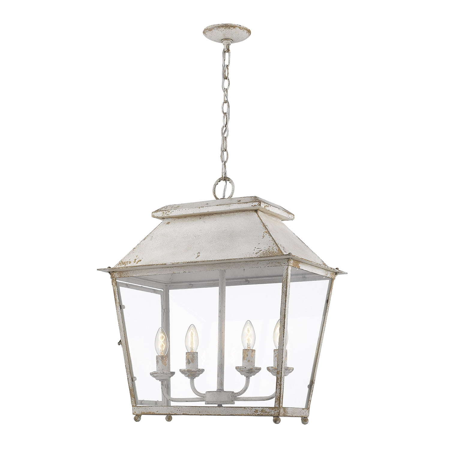 Golden Lighting Abingdon 4-Light Pendant in Antique Ivory with Clear Glass