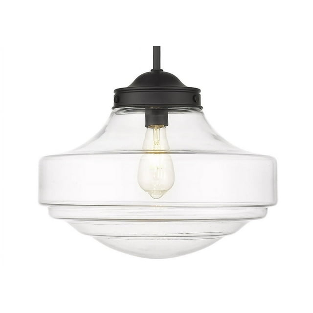 Golden Lighting Ingalls 1-Light Large Pendant in Matte Black with Clear Glass