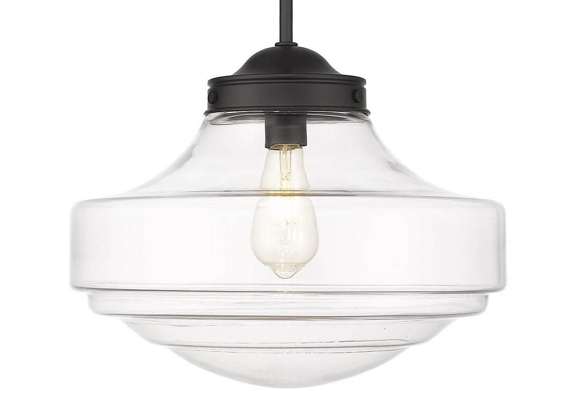 Golden Lighting Ingalls 1-Light Large Pendant in Matte Black with Clear Glass