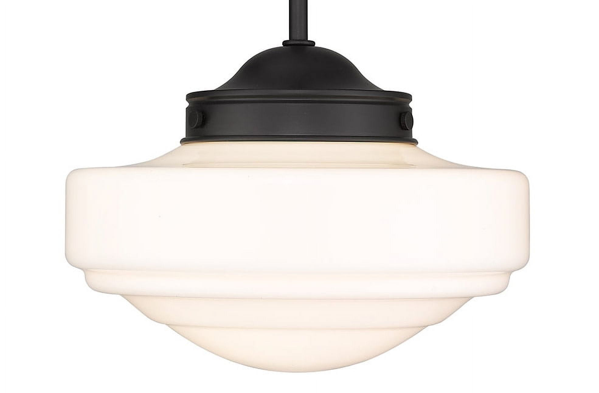 Golden Lighting Ingalls 1-Light Pendant in Matte Black with Vintage Milk Glass