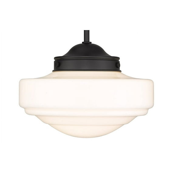 Golden Lighting Ingalls 1-Light Pendant in Matte Black with Vintage Milk Glass