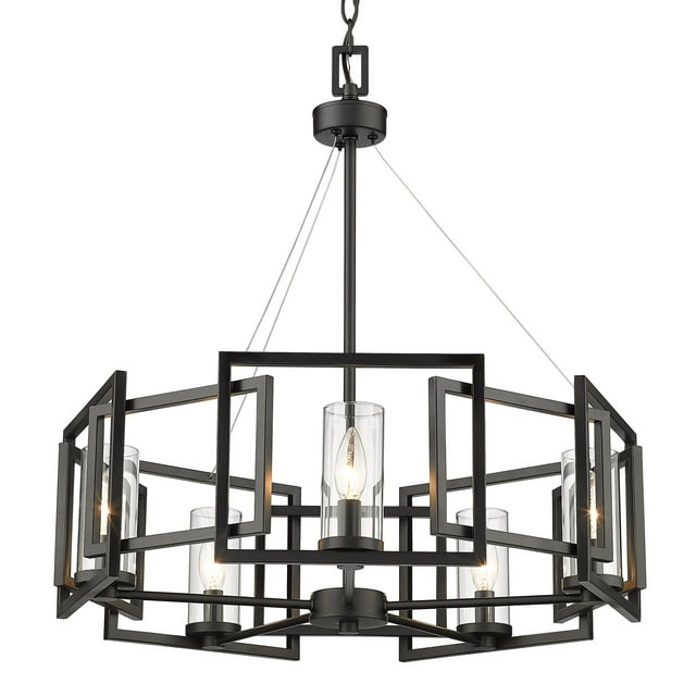 Golden Lighting Marco 5-Light Chandelier in Matte Black with Clear Glass
