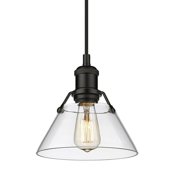 Golden Lighting Orwell 1 Light Small Pendant in Matte Black with Clear Glass