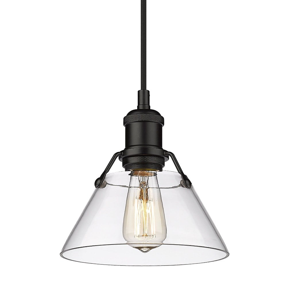 Golden Lighting Orwell 1 Light Small Pendant in Matte Black with Clear Glass