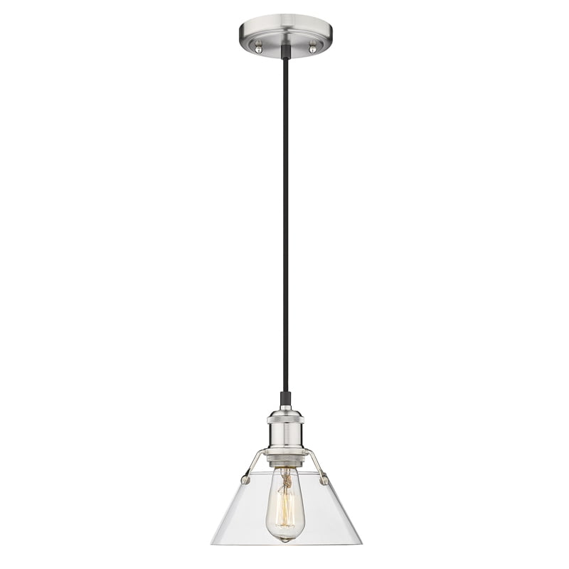 Golden Lighting Orwell 1-Light Mini Pendant in Pewter with Clear Glass