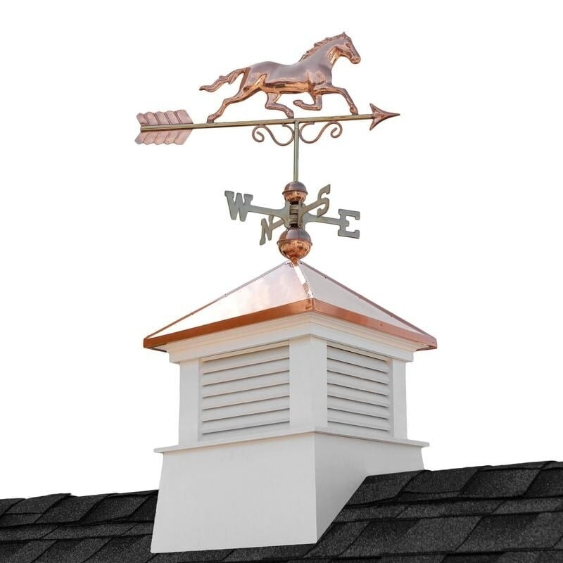 Good Directions 18" Square Manchester Vinyl Cupola with Horse Weathervane by