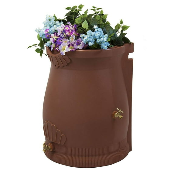 Good Ideas Good Ideas 50 Gallons Plastic Drainable Dual Overflow Planter Rain Barrel