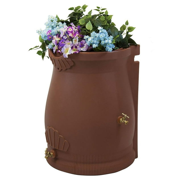 Good Ideas Good Ideas 50 Gallons Plastic Drainable Dual Overflow Planter Rain Barrel