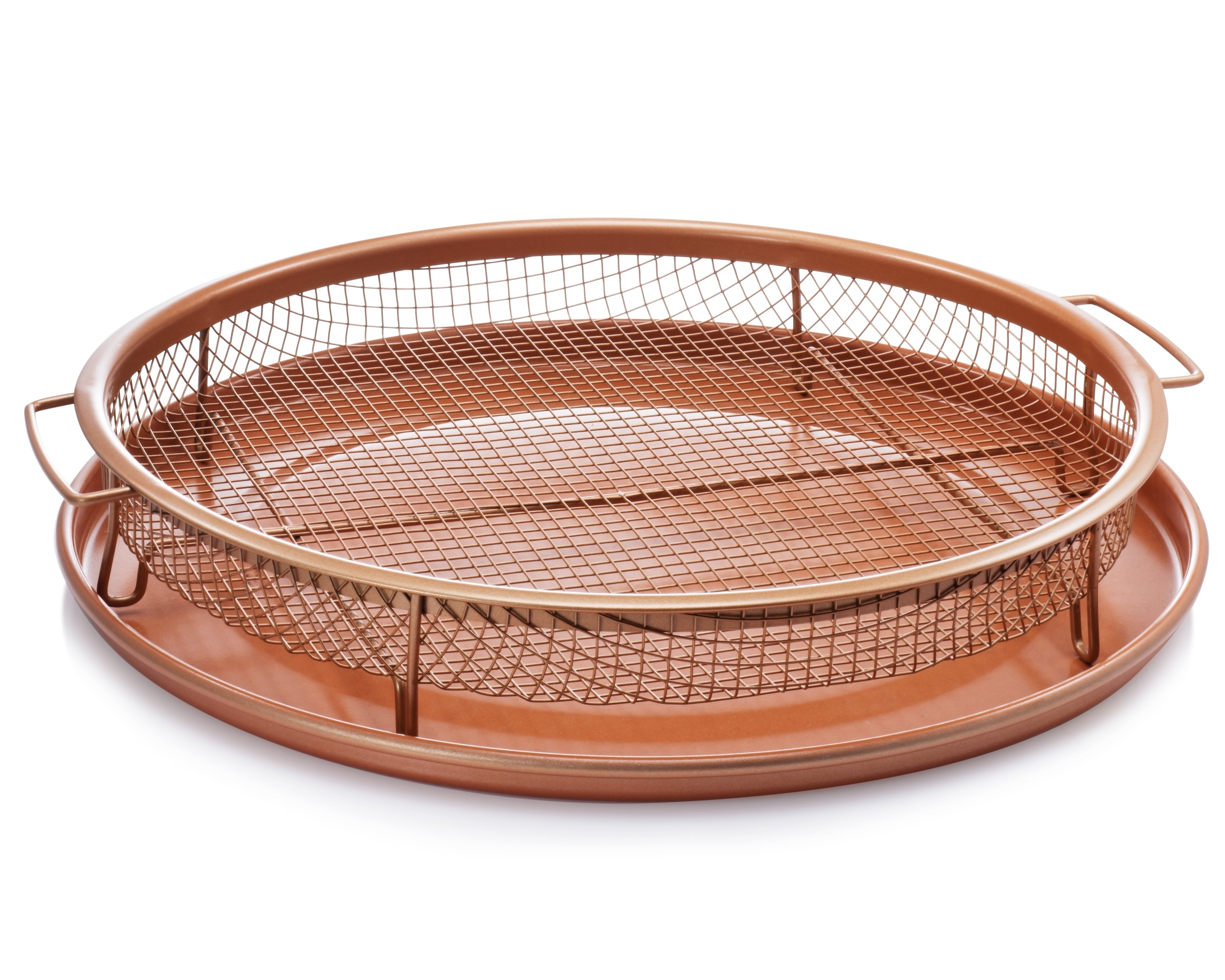 Gotham Steel Non-Stick Round Crisper Tray, 12 inch Diameter, Cool Touch Handle
