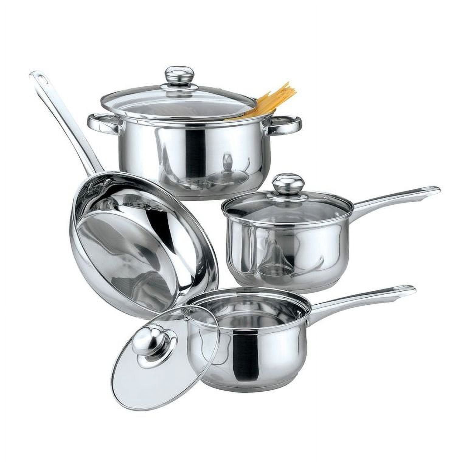 Gourmet Edge Stainless Steel Cookware Set, Cooking Pot and Pans with Lids, (7 Piece)