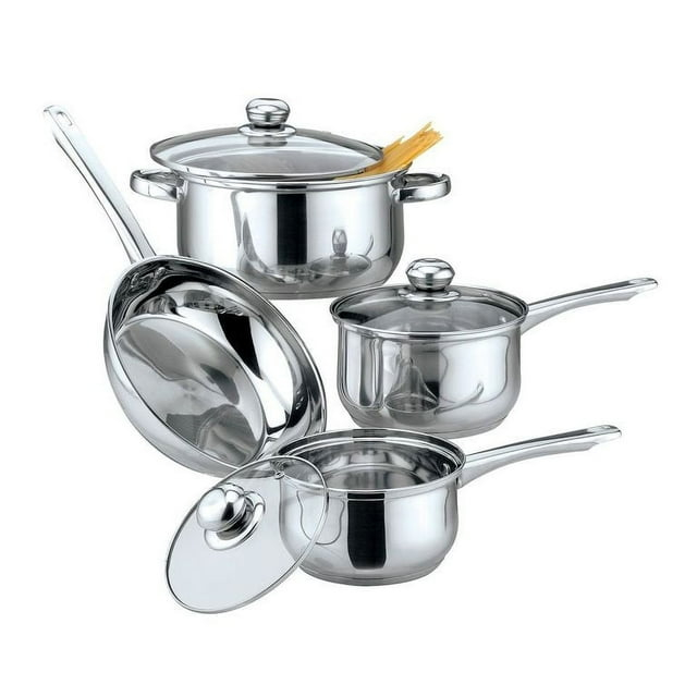 Gourmet Edge Stainless Steel Cookware Set, Cooking Pot and Pans with Lids, (7 Piece)