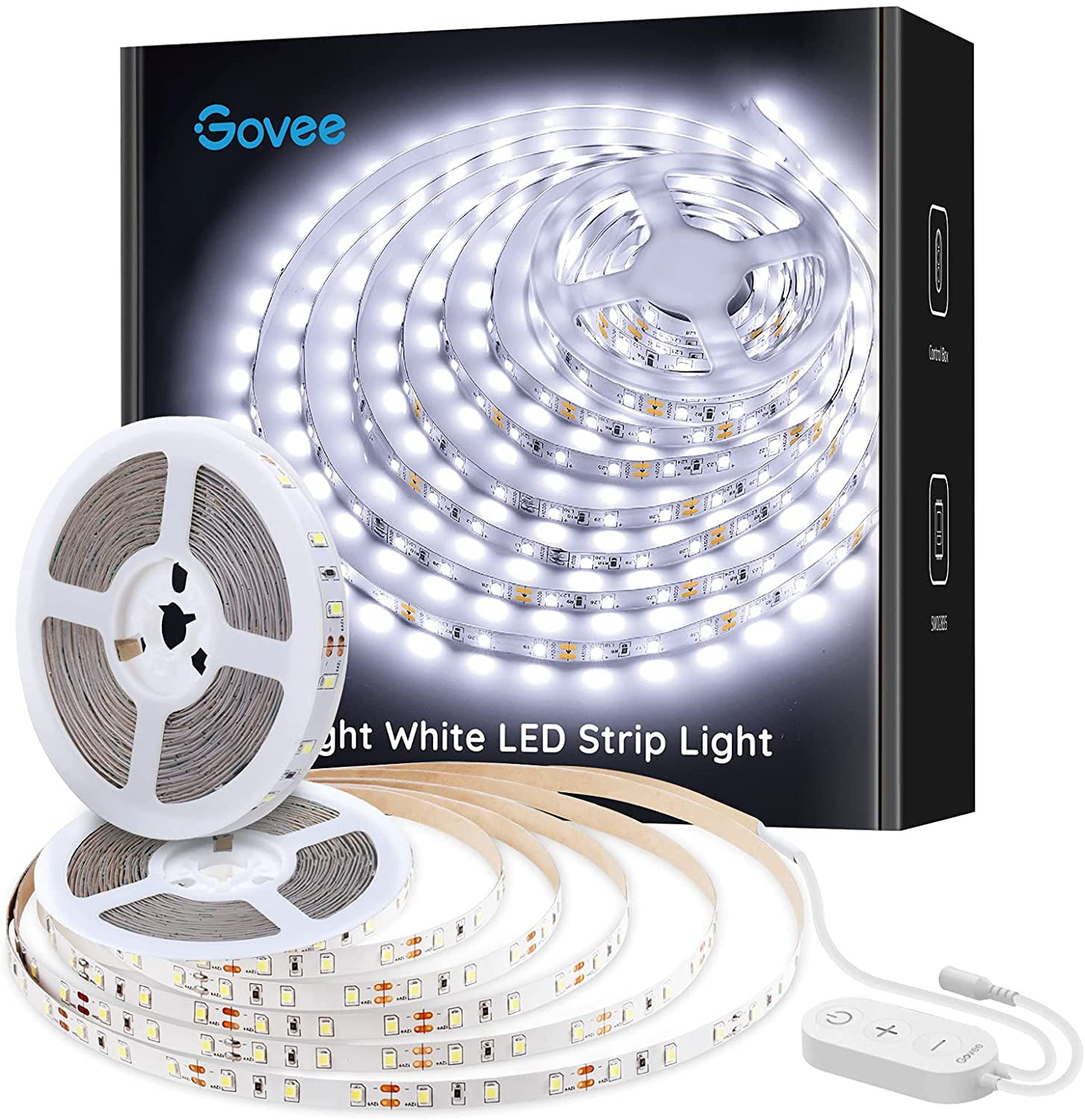 Govee 32.8ft White LED Strip Lights, 6500K Dimmable LED Light Strip with Control Box, Bright 600 LEDs, Daylight White Lights for Mirror, Under Cabinet, Living Room, Study, Wardrobe, 2 Rolls of 16.4ft Daylight White 32.8ft