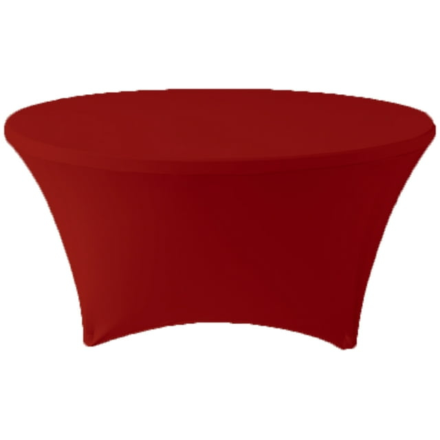 Gowinex Burgundy 5 ft. 60 inch Round Spandex Tablecloth Fitted Table Cover