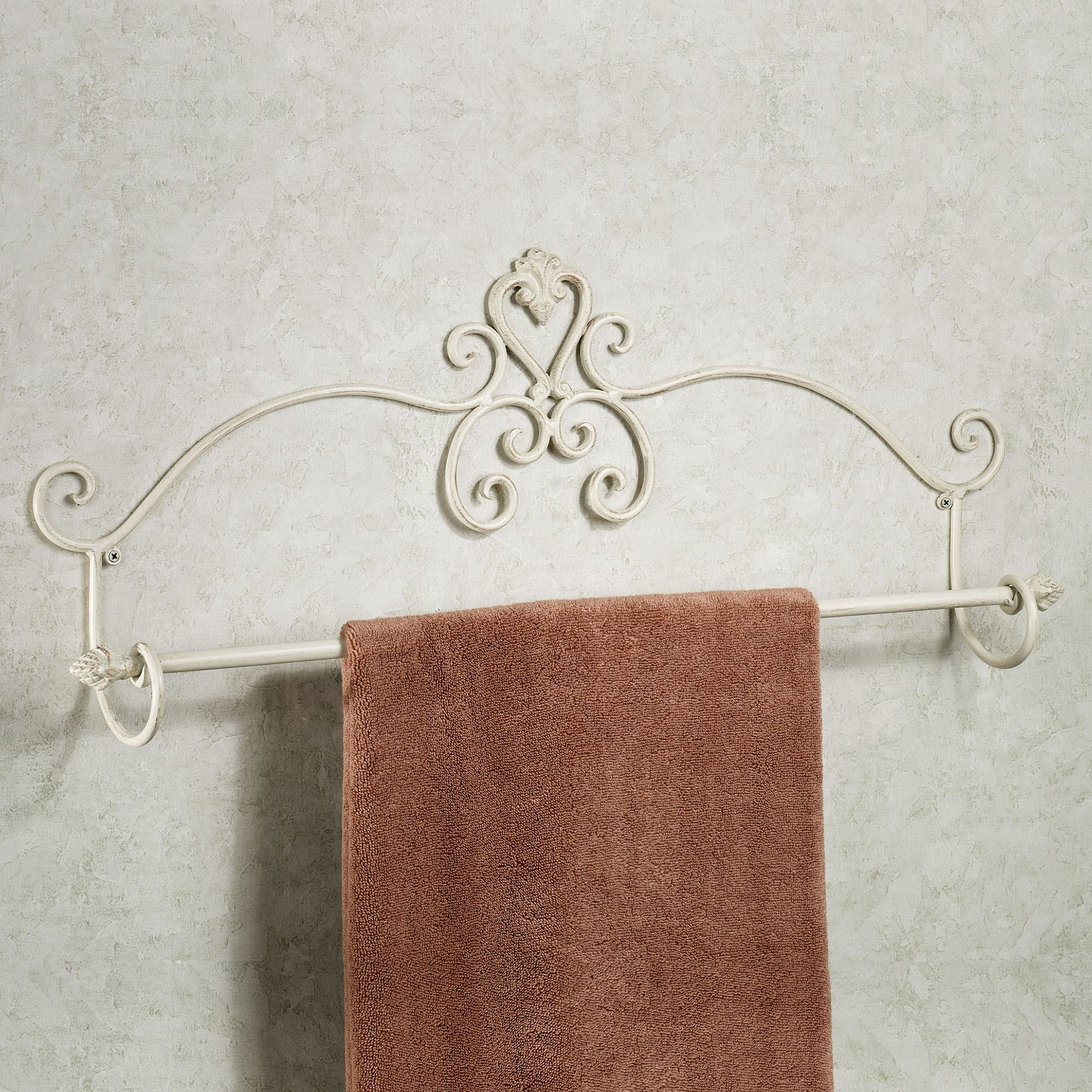Graceful Aldabella Scroll Wall Mount Towel Bar Creamy Gold 30"