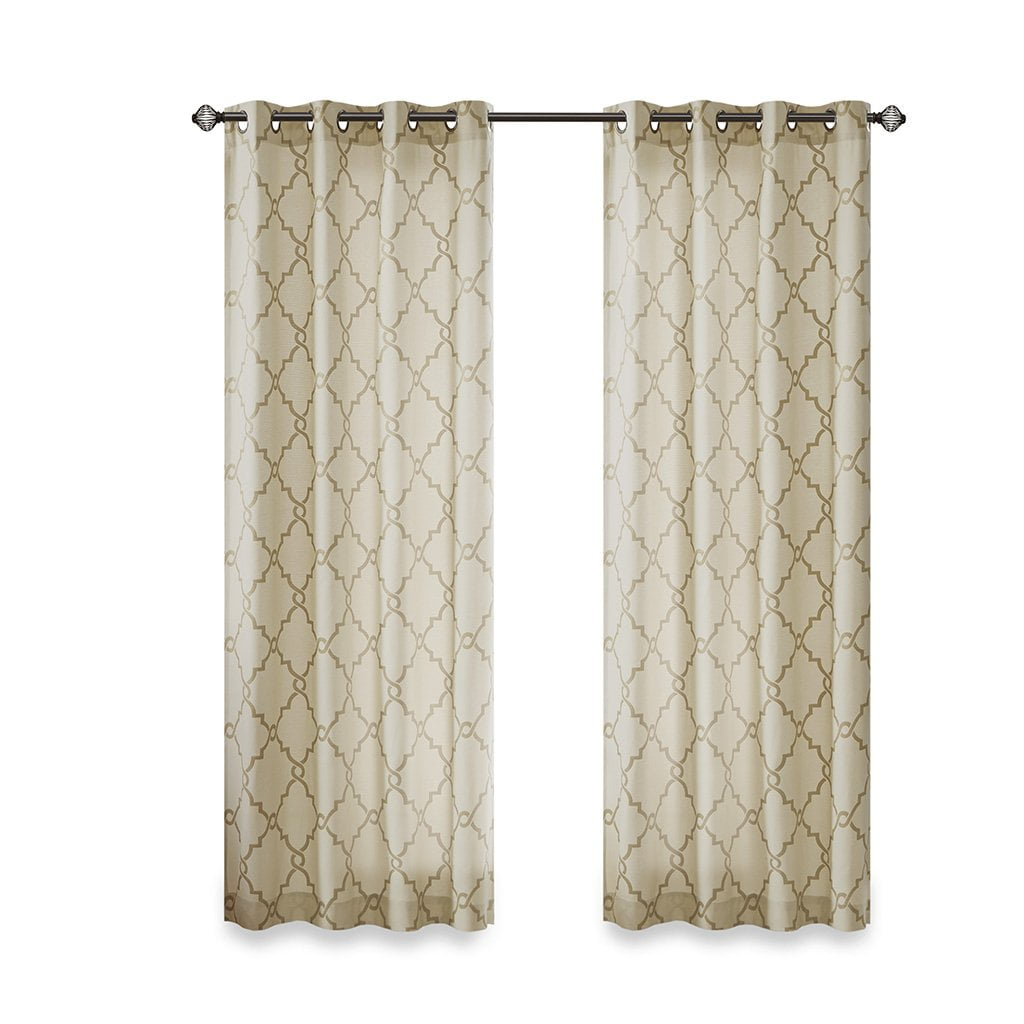 Gracie Mills Ondine Scroll Geometric Fretwork Grommet Window Curtain Panel - GRACE-160