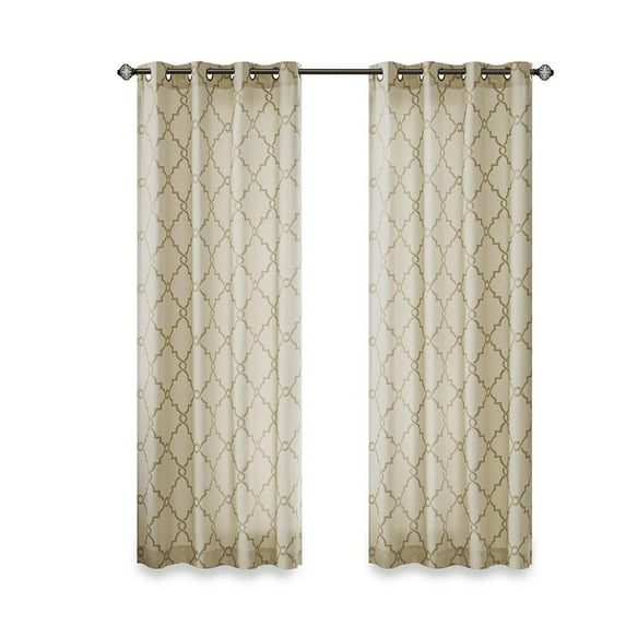 Gracie Mills Ondine Scroll Geometric Fretwork Grommet Window Curtain Panel - GRACE-160