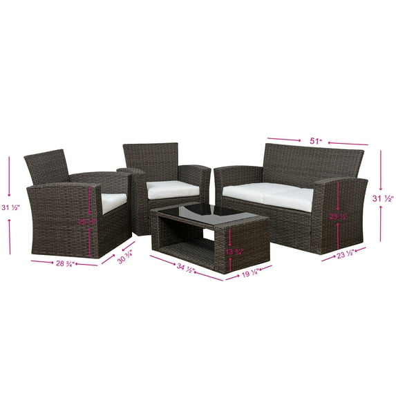 Grandview Outdoor 4-piece Brown Patio Conversation Set with Cushions Beige