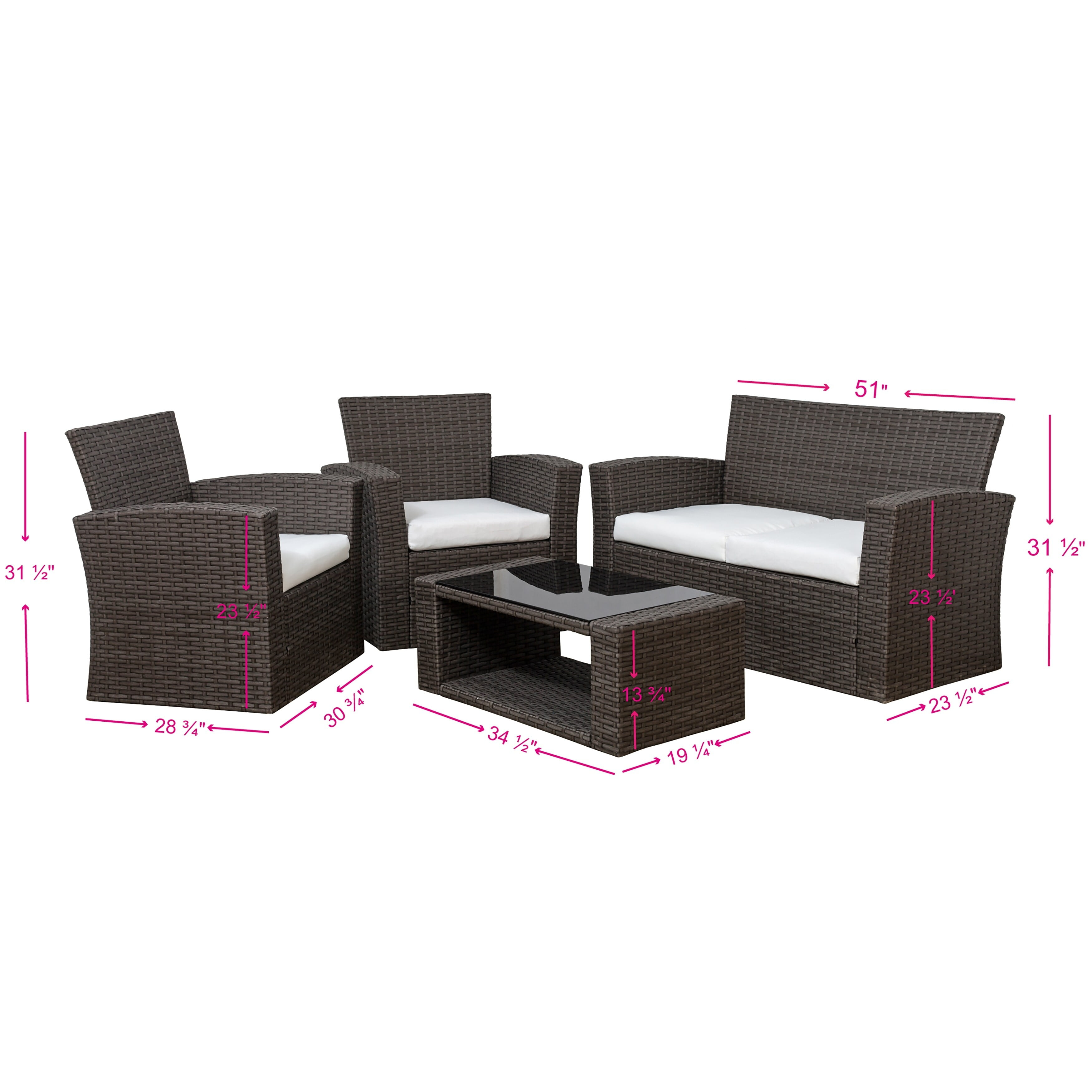 Grandview Outdoor Chocolate 4-piece Patio Conversation Set Beige