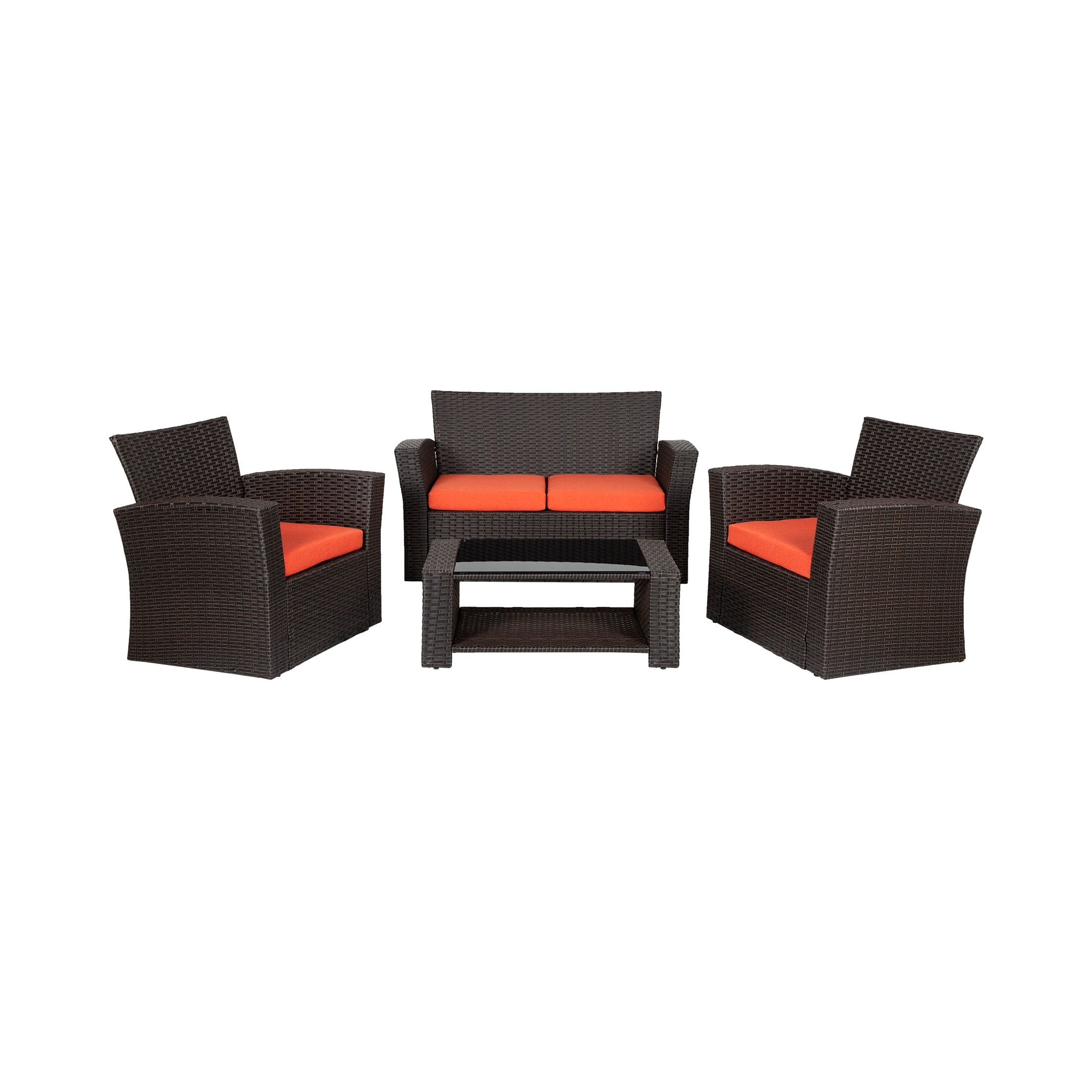 Grandview Outdoor Chocolate 4-piece Patio Conversation Set Orange