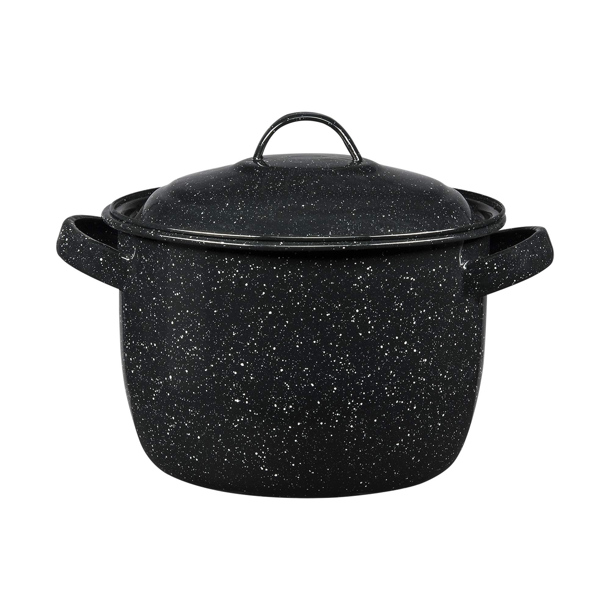 Granite Ware Porcelain Enamel Pot With Lid 8.6 in. 4 qt Black