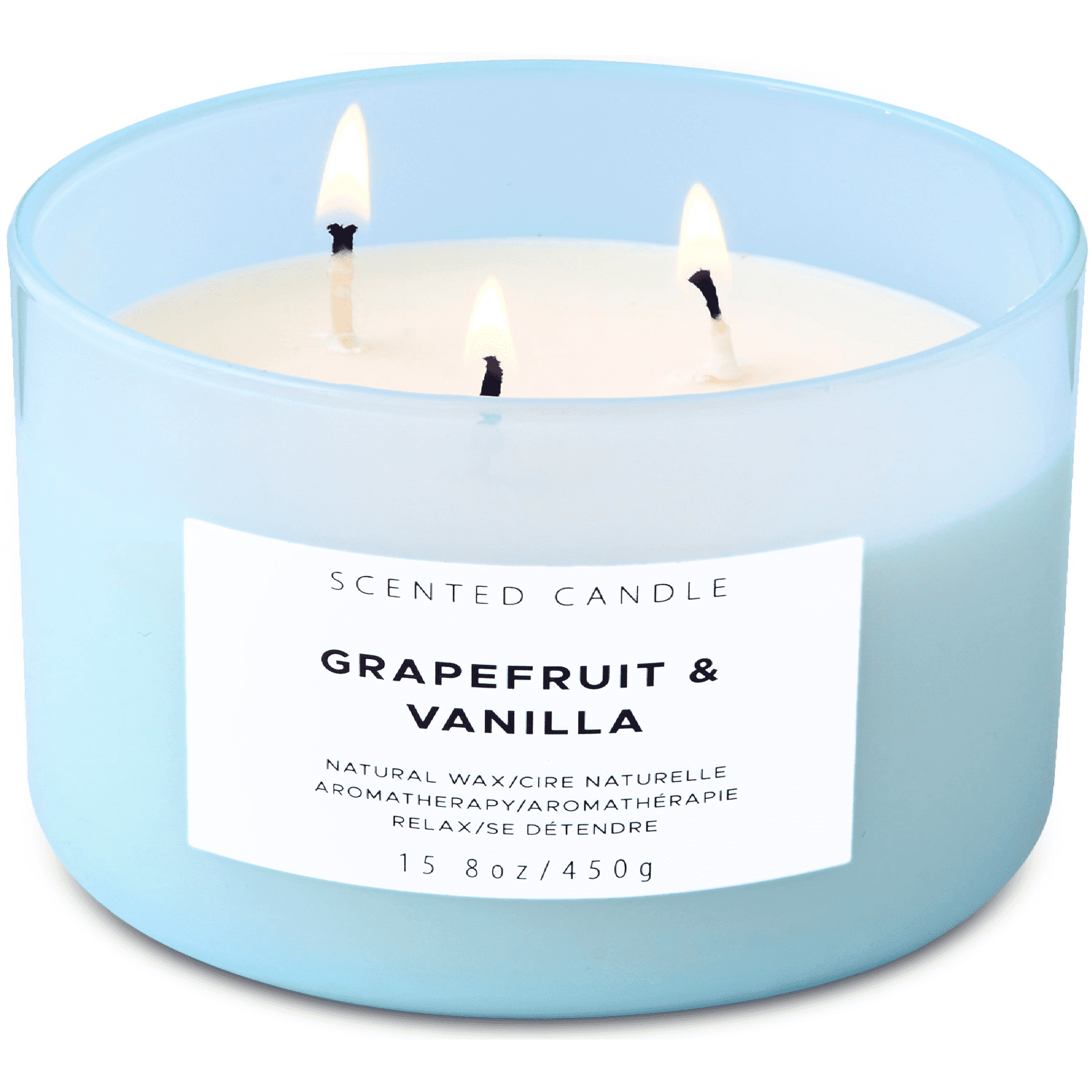 Grapefruit Vanilla Aromatherapy Candle 3 Wick Large Soy Scented Candles for Men and Women 15.8 Oz