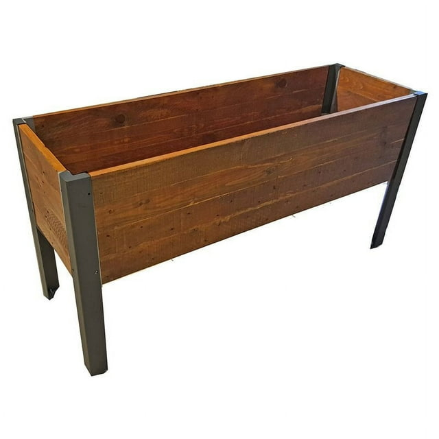 Grapevine Rectangle Wood Urban Garden Raised Planter Box in Brown