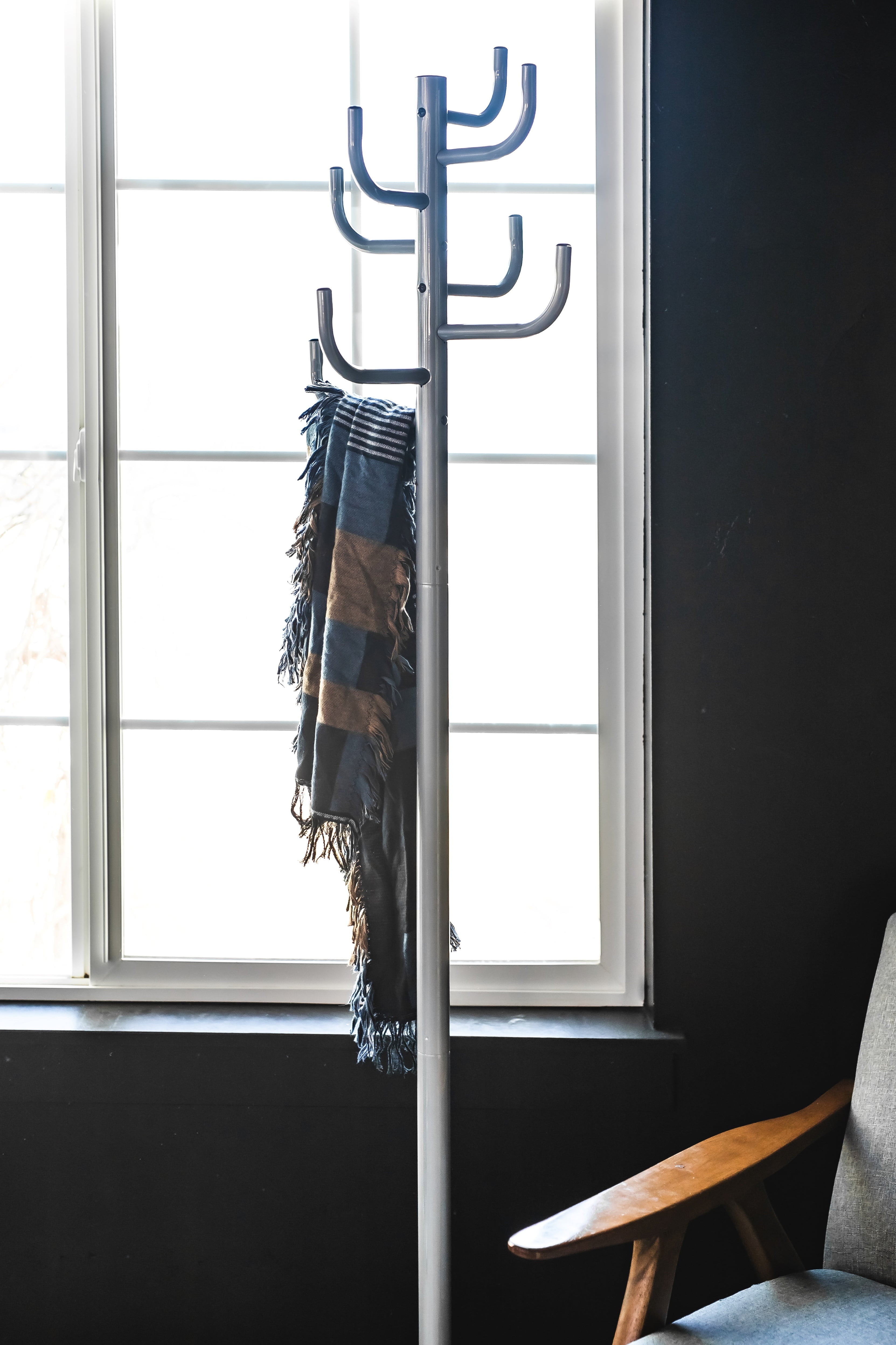 Gray Coat Rack - Freestanding Hat and Coat Stand with 8 Hooks