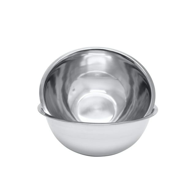 Great Credentials 8 Quart, Set of 2, Multi Use Mixing Bowl, Stainless Steel, Professional Chef, Commercial Kitchen, 13.25 Inches Diameter, Flat Base